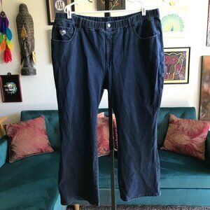 QUACKER FACTORY size 2X Blue Stretch Dream Jeannes Crystals Knit Jeans Pants